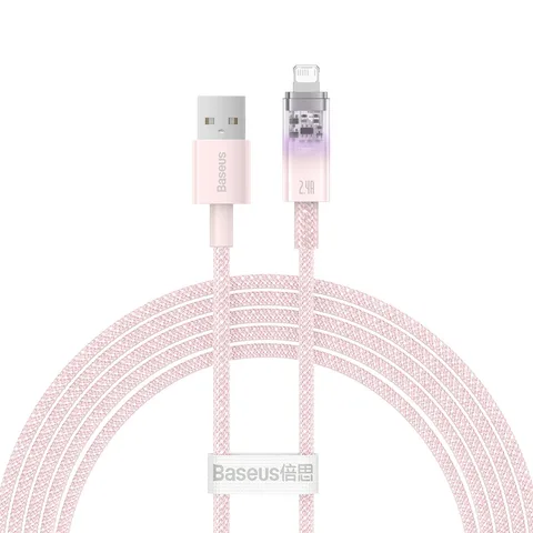 Кабель Baseus Explorer Series Fast Charging Cable with Smart Temperature Control USB to iP 2.4A (CATS010104) 2m Pink