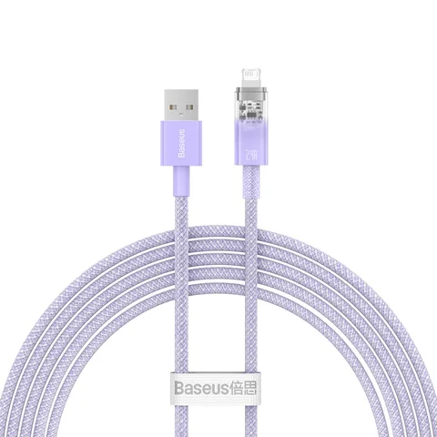 Кабель Baseus Explorer Series Fast Charging Cable with Smart Temperature Control USB to iP 2.4A (CATS010105) 2m Purple