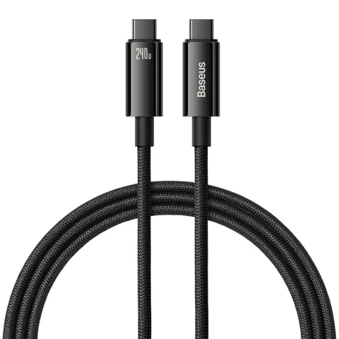Кабель Baseus Tungsten Gold Fast Charging Data Cable Type-C to Type-C 240W (CAWJ040001) 1m Black