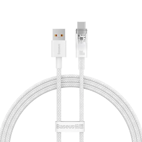 Кабель Baseus Explorer Series Fast Charging Cable with Smart Temperature Control USB to Type-C 100W (CATS010402) 1m White