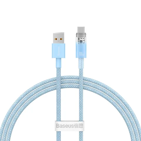 Кабель Baseus Explorer Series Fast Charging Cable with Smart Temperature Control USB to Type-C 100W (CATS010403) 1m Blue
