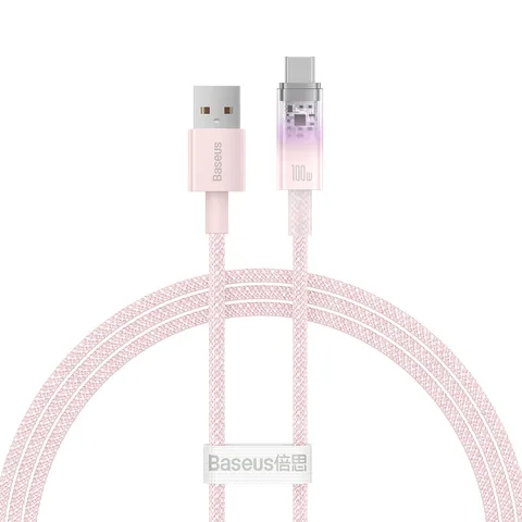 Кабель Baseus Explorer Series Fast Charging Cable with Smart Temperature Control USB to Type-C 100W (CATS010404) 1m Pink
