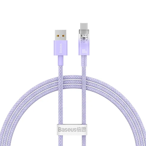 Кабель Baseus Explorer Series Fast Charging Cable with Smart Temperature Control USB to Type-C 100W (CATS010405) 1m Purple