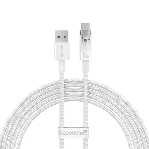 Кабель Baseus Explorer Series Fast Charging Cable with Smart Temperature Control USB to Type-C 100W (CATS010502) 2m White