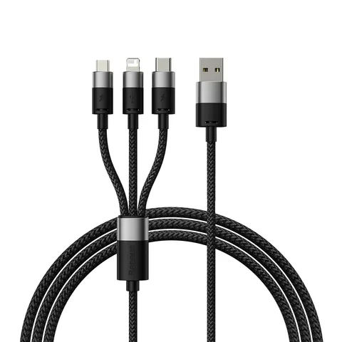 Кабель Baseus StarSpeed 1-for-3 Fast Charging Data Cable USB to M+L+C 3.5A (P10319900111-00) 0.6m Cluster Black