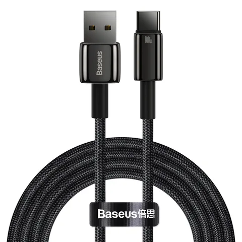 Кабель Baseus Tungsten Gold Fast Charging Data Cable USB to Type-C 100W 1m (CAWJ000001) Black