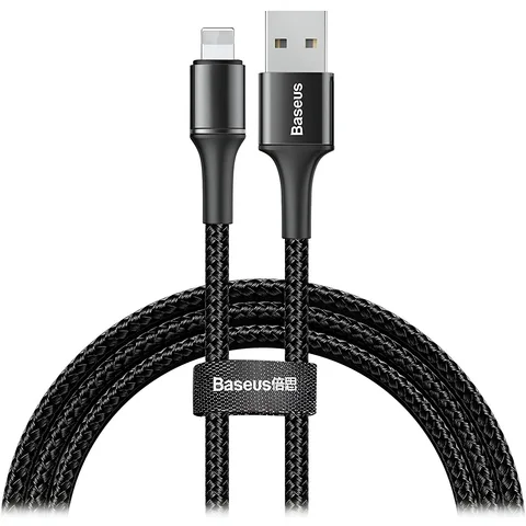 Кабель Baseus Halo Data Cable USB For IP 2.4A 1m (CALGH-B01) Black
