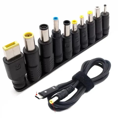 Набор переходников iBattery с USB Type-C на DC (10 видов) + кабель Black