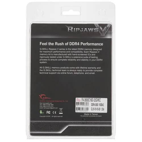 Оперативна пам'ять G.Skill Ripjaws V DDR4 2x16GB/3600 Black (F4-3600C16D-32GVKC) — фото 6