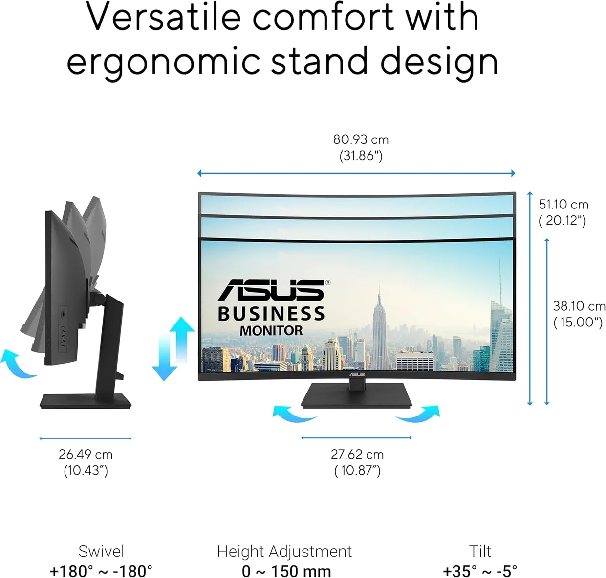 Монитор Asus 34" VA34VCPSR (90LM08JJ-B02170) — фото 4