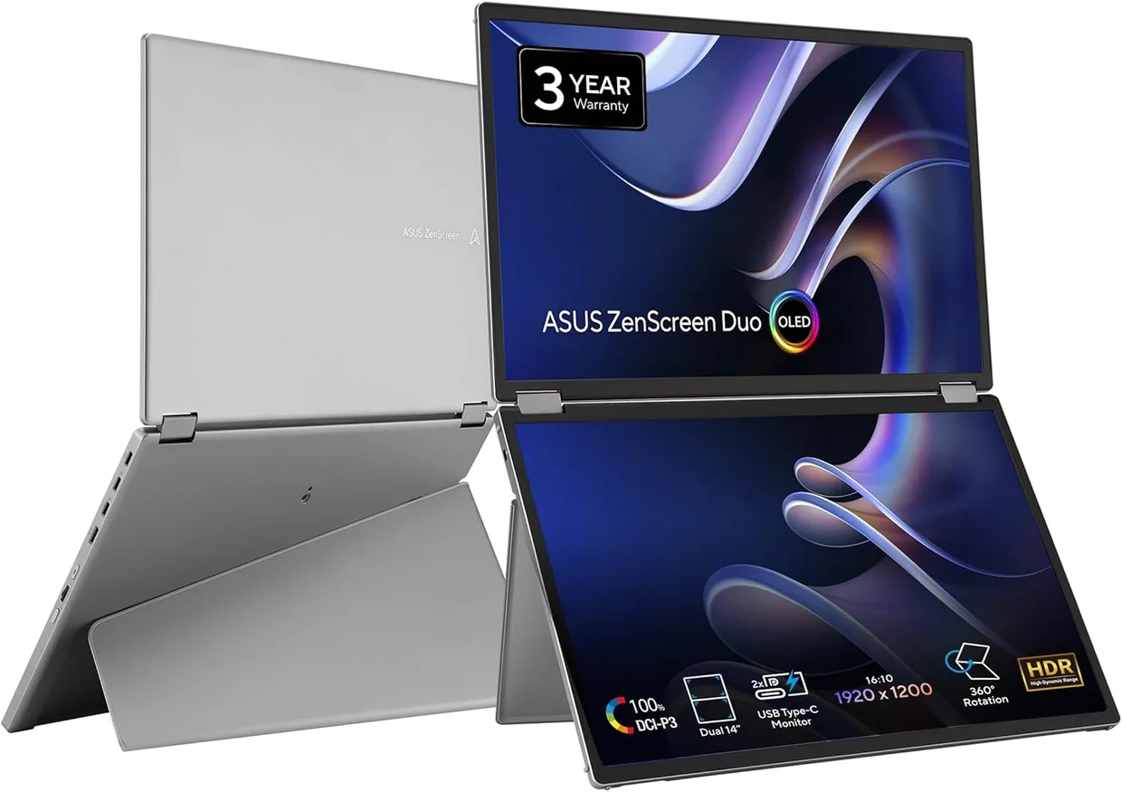 Монитор портативный Asus 2×14" ZenScreen Duo OLED MQ149CD (90LM0AKV-B01N70) — фото 2
