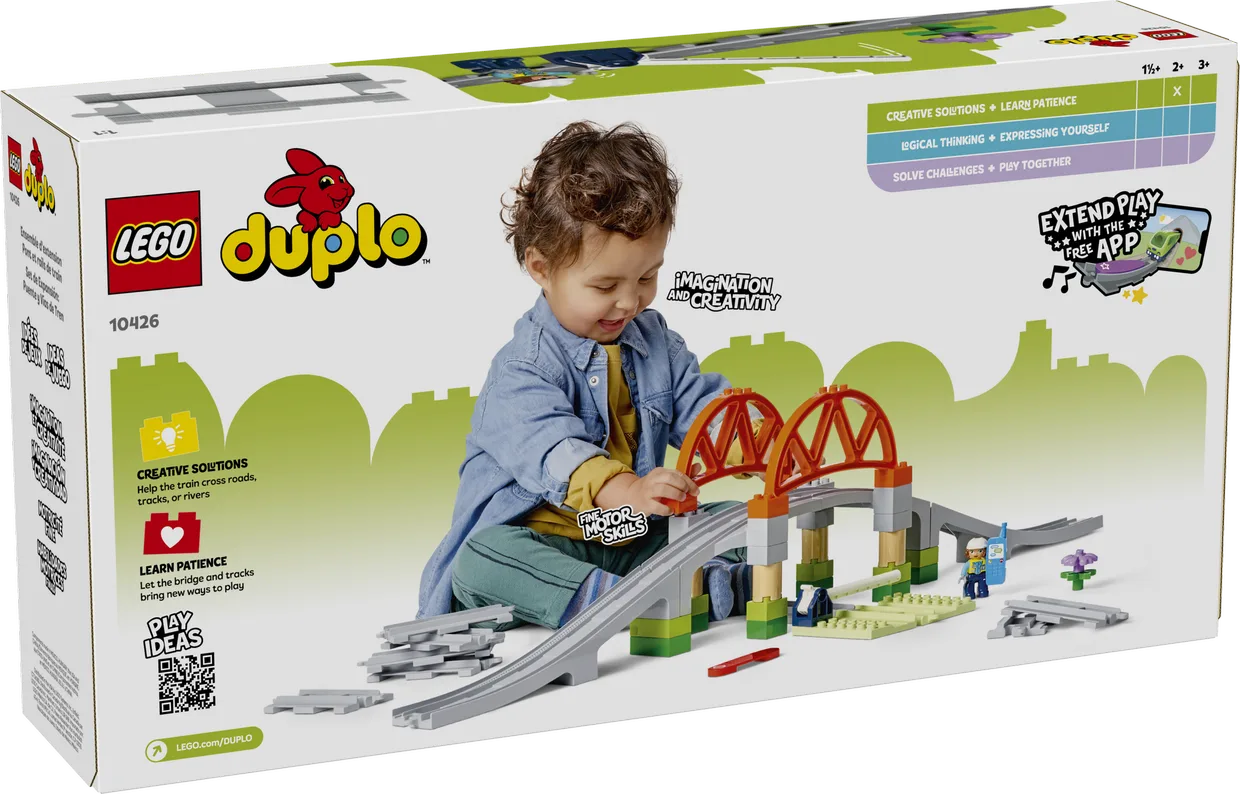 Конструктор LEGO DUPLO Дополнительный набор «Железнодорожный мост и рельсы» (10426) — фото 8