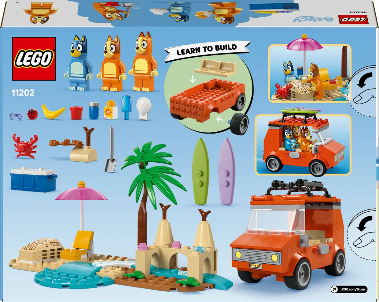 Конструктор LEGO Bluey Пляж и семейная поездка на автомобиле Блуи (11202) — фото 8