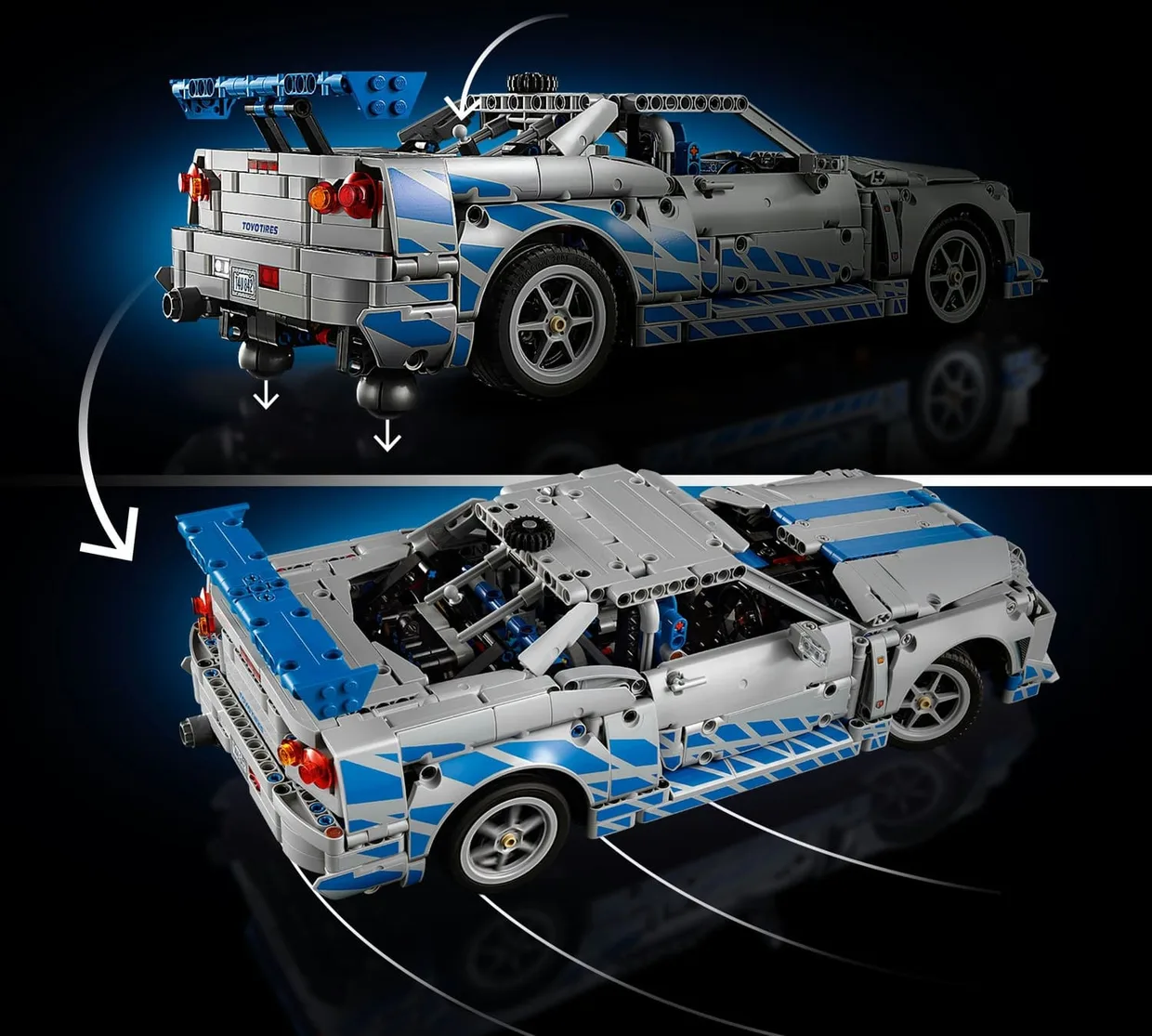 Конструктор LEGO Technic Двойной форсаж: автомобиль Nissan Skyline GT-R (R34) (42210) — фото 5