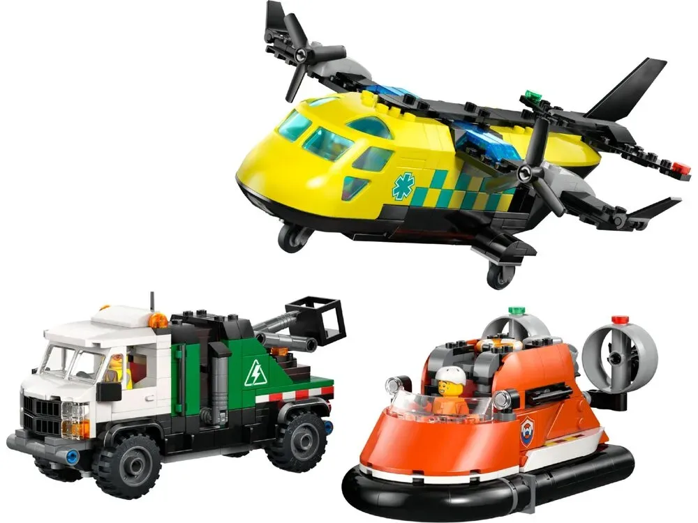 Конструктор LEGO City Ремикс: самолёт, сервисный грузовик и судно на воздушной подушке (60505)