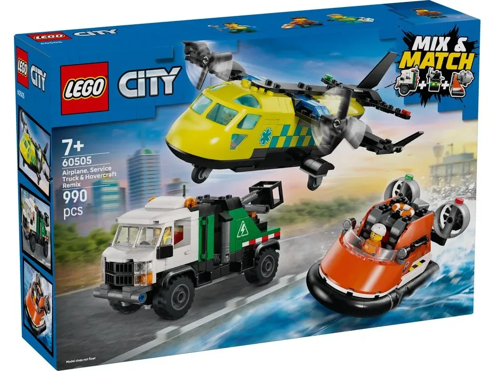 Конструктор LEGO City Ремикс: самолёт, сервисный грузовик и судно на воздушной подушке (60505) — фото 9