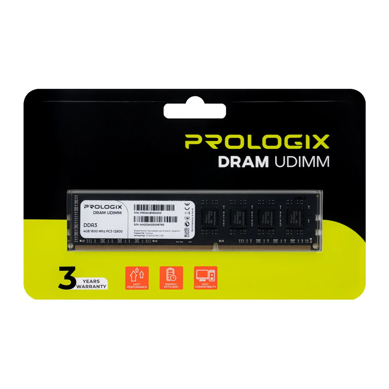 Оперативна пам'ять Prologix DDR3 4GB/1600 (PRO4GB1600D3) — фото 4