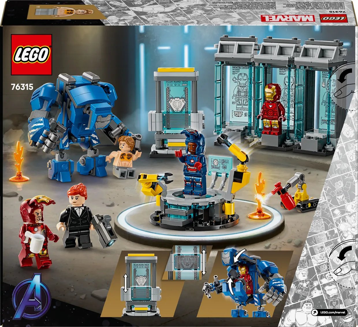 Конструктор LEGO Marvel Лабораторія Залізної Людини: зал обладунків (76315) — фото 11