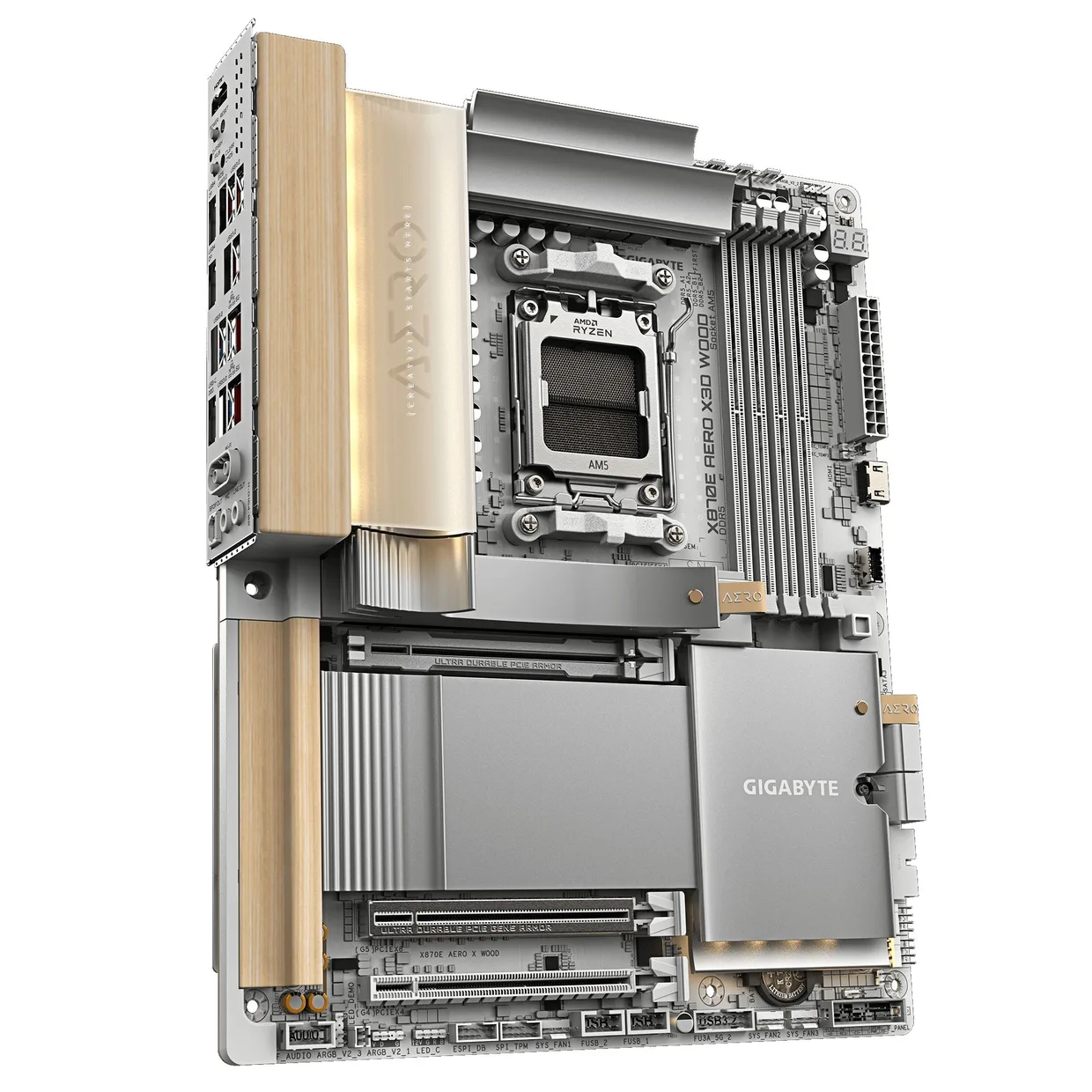 Материнська плата Gigabyte X870E Aero X3D Wood s-AM5 білий — фото 2
