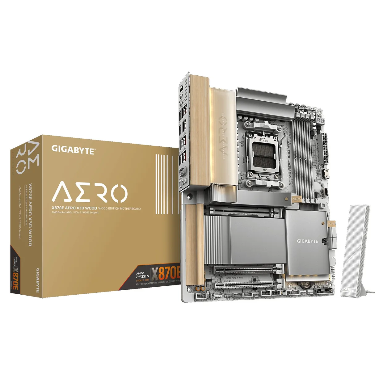 Материнська плата Gigabyte X870E Aero X3D Wood s-AM5 білий — фото 7