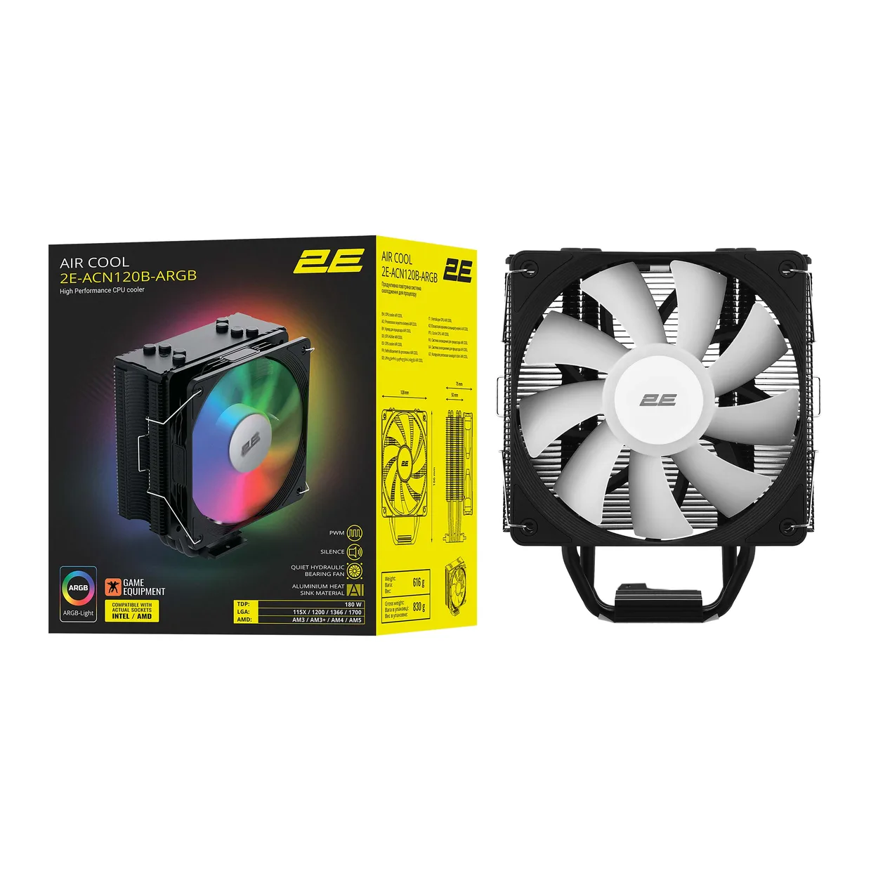 Кулер для процессора 2E Gaming Air Cool ACN120B-ARGB — фото 11