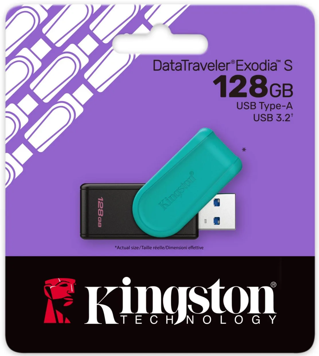 Флеш-накопитель Kingston DataTraveler Exodia S USB-A USB 3.2 Gen 1 128GB (DTXS/128GB) Black/Teal — фото 3