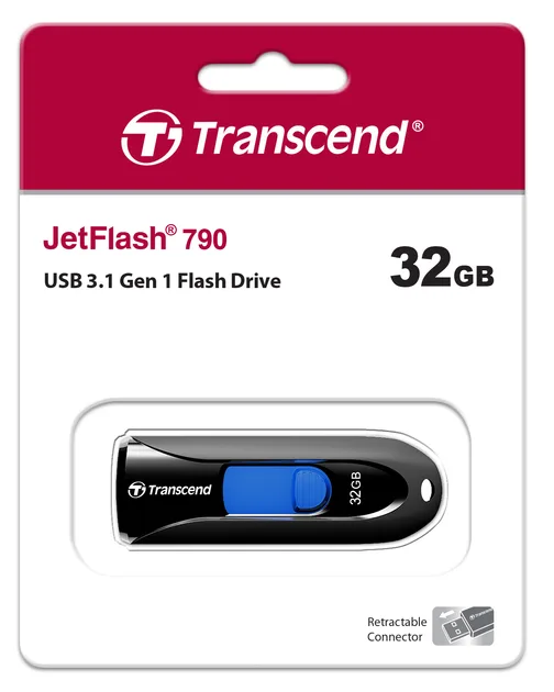 Флеш-накопитель Transcend JetFlash 790 USB-A USB 3.2 Gen 1 32GB (TS32GJF790K) Black — фото 5
