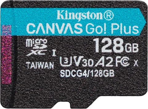Карта пам'яті Kingston Canvas Go! Plus microSDXC 128GB (UHS-I U3) W-100 MB/s, R-200 MB/s Class 10 A2 V30 (SDCG4/128GBSP)
