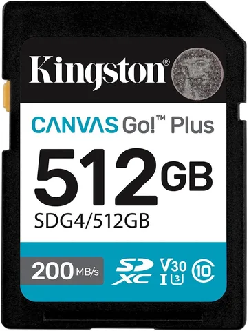 Карта пам'яті Kingston Canvas Go! Plus SDXC 512GB (UHS-I U3) W-160 MB/s, R-200 MB/s Class 10 V30 (SDG4/512GB)