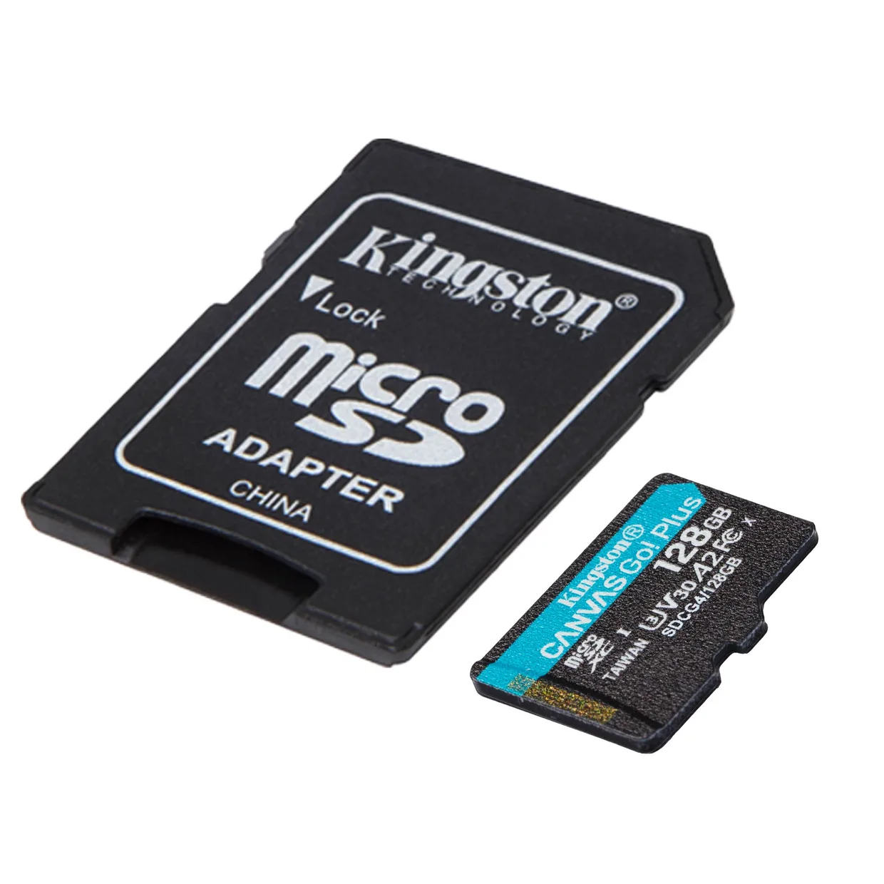 Карта памяти Kingston Canvas Go! Plus microSDXC 128GB (UHS-I U3) W-100 MB/s, R-200 MB/s Class 10 A2 V30 (SDCG4/128GB) + SD Adapter — фото 2