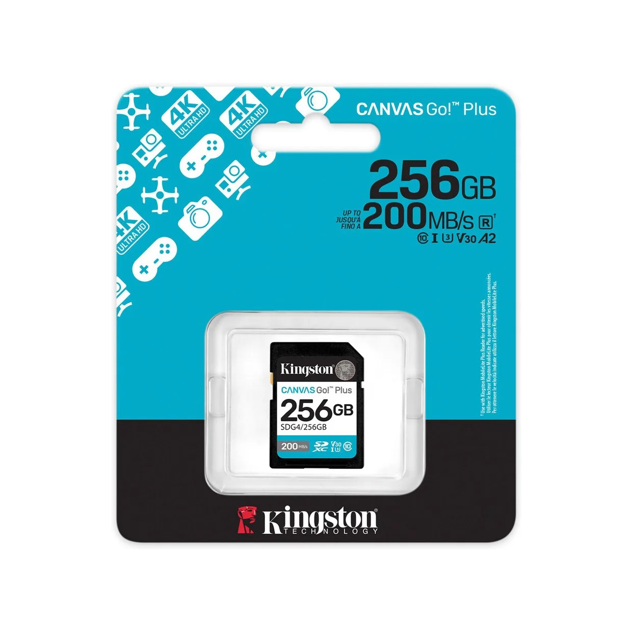 Карта памяти Kingston Canvas Go! Plus SDXC 256GB (UHS-I U3) W-160 MB/s, R-200 MB/s Class 10 V30 (SDG4/256GB) — фото 5