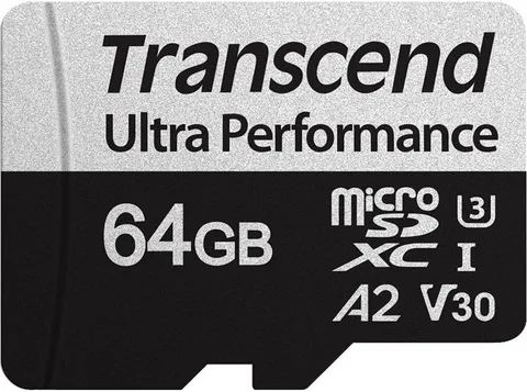 Карта пам'яті Transcend USD340S microSDXC 64GB (UHS-I U3) W-80 MB/s, R-160 MB/s Class 10 A2 V30 (TS64GUSD340S) + SD Adapter