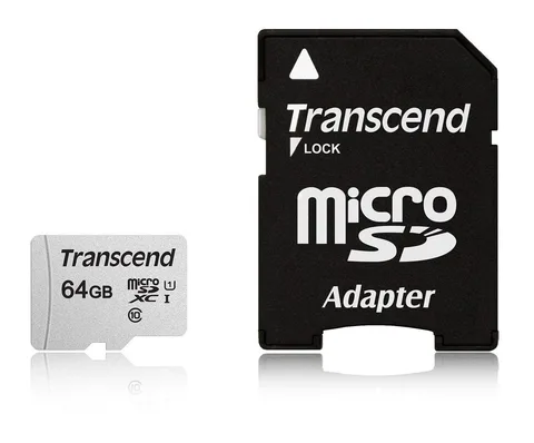 Карта пам'яті Transcend USD300S microSDXC 64GB (UHS-I U1) W-20 MB/s, R-100 MB/s Class 10 A1 (TS64GUSD300S-A) + SD Adapter