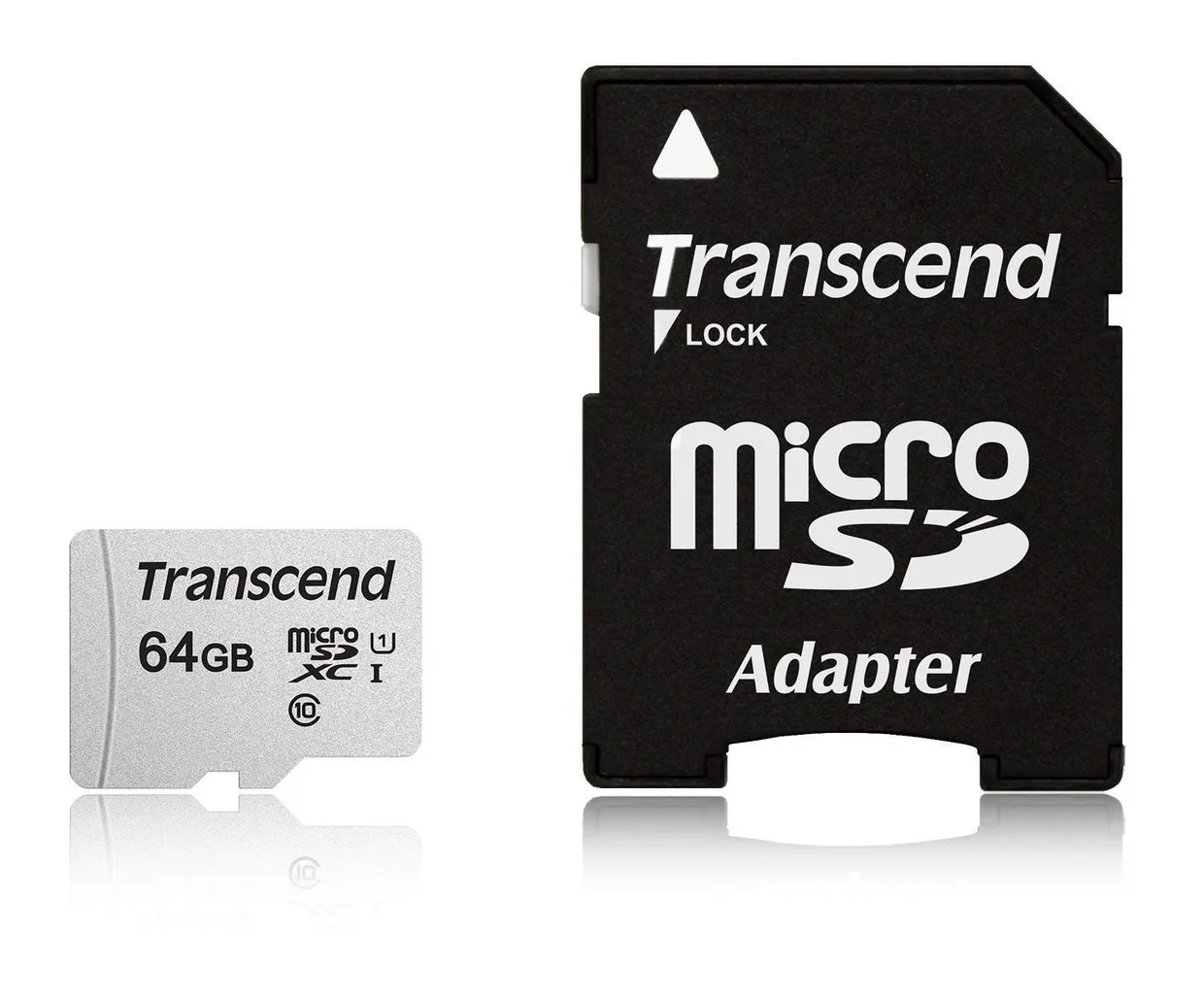 Карта памяти Transcend USD300S microSDXC 64GB (UHS-I U1) W-20 MB/s, R-100 MB/s Class 10 A1 (TS64GUSD300S-A) + SD Adapter