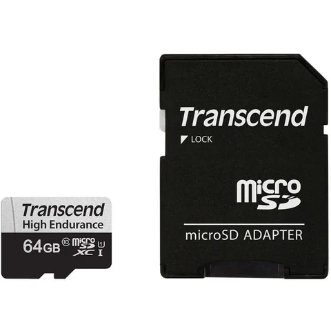 Карта пам'яті Transcend USD350V High Endurance microSDXC 64GB (UHS-I U1) W-40 MB/s, R-100 MB/s Class 10 (TS64GUSD350V) + SD Adapter