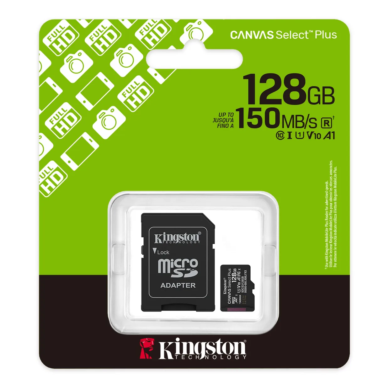 Карта пам'яті Kingston Canvas Select Plus microSDXC 128GB (UHS-I U1) R-150 MB/s Class 10 A1 V10 (SDCS3/128GB) + SD Adapter — фото 3