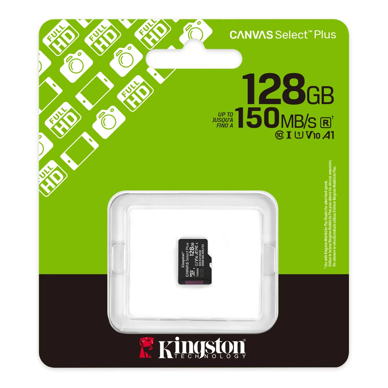Карта памяти Kingston Canvas Select Plus microSDXC 128GB (UHS-I U1) R-150 MB/s Class 10 A1 V10 (SDCS3/128GBSP) — фото 3