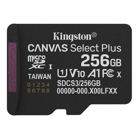 Карта памяти Kingston Canvas Select Plus microSDXC 256GB (UHS-I U1) R-150 MB/s Class 10 A1 V10 (SDCS3/256GBSP)