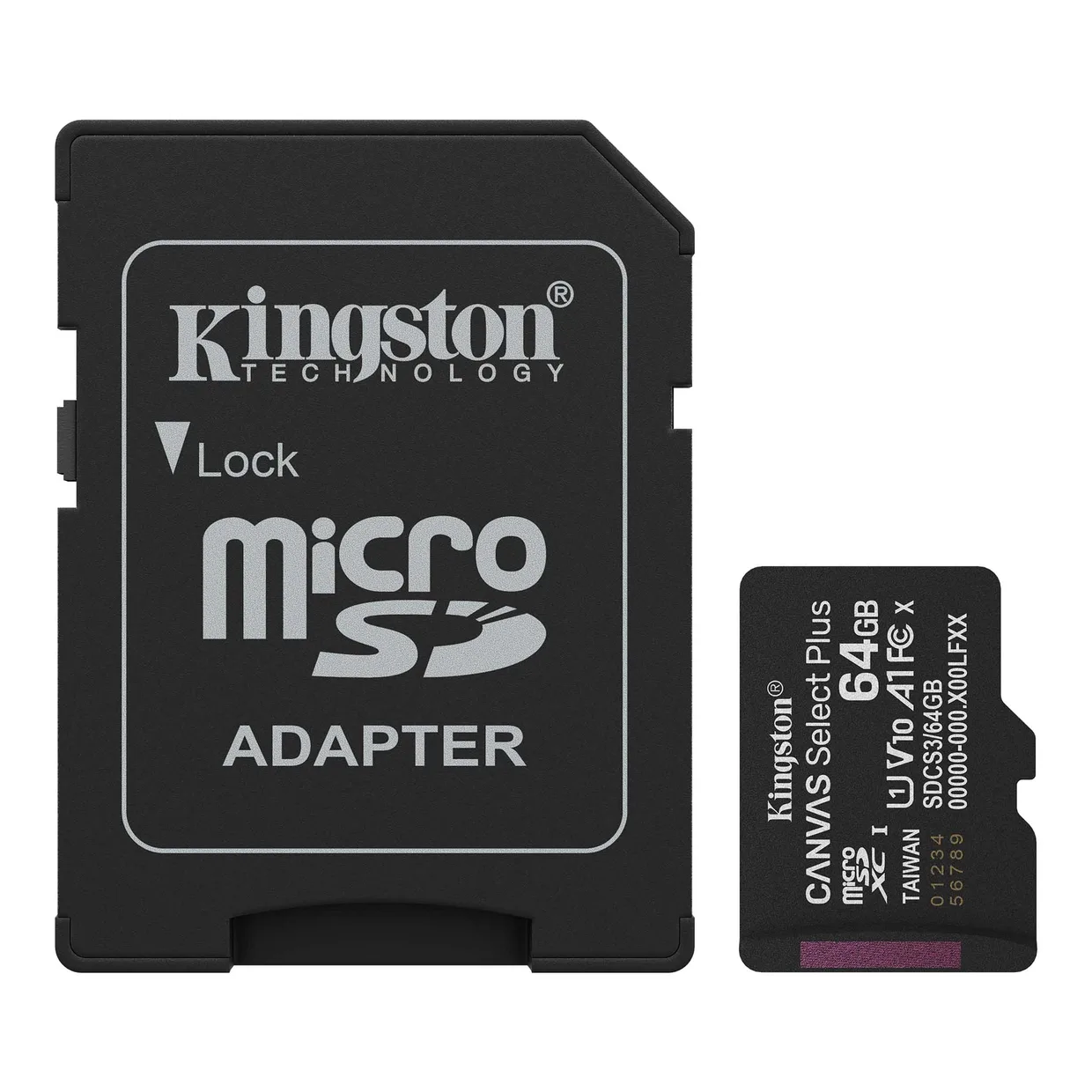 Карта пам'яті Kingston Canvas Select Plus microSDXC 64GB (UHS-I U1) R-100 MB/s Class 10 A1 V10 (SDCS3/64GB) + SD Adapter