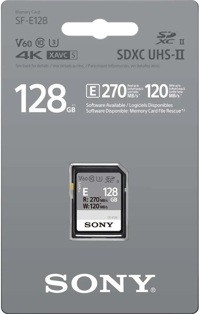 Карта пам'яті Sony SF-E Entry SDXC 128GB (UHS-II U3) W-120 MB/s, R-270 MB/s Class 10 V60 (SFE128A.ET4) — фото 2