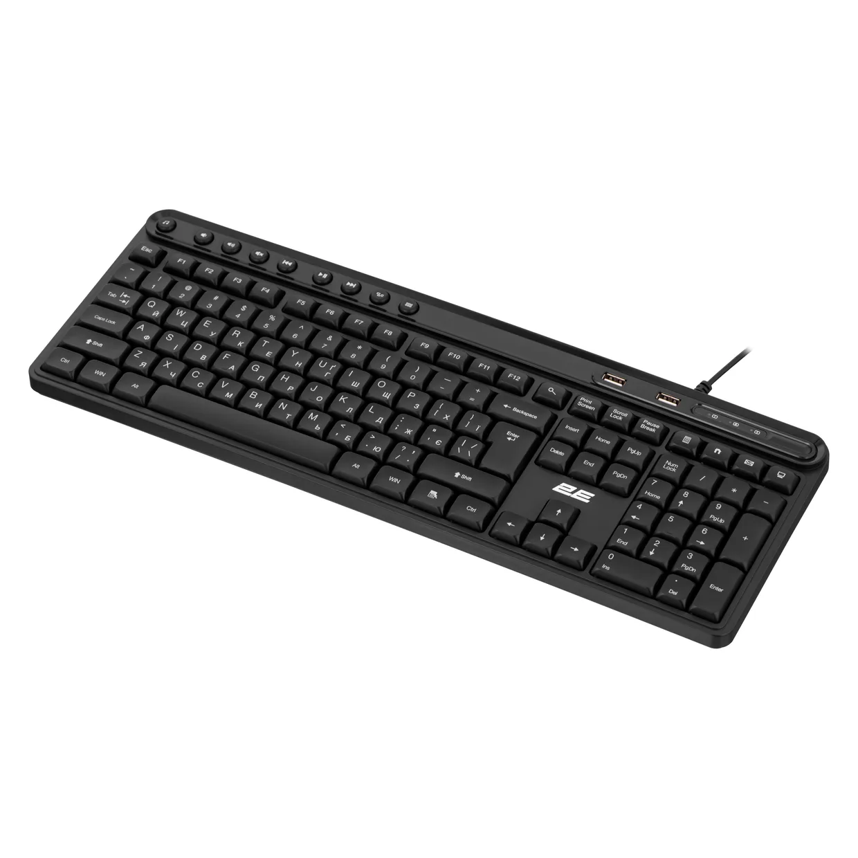Клавиатура 2E KS1100 USB Hub Ukr Black (2E-KS1100UB) — фото 5