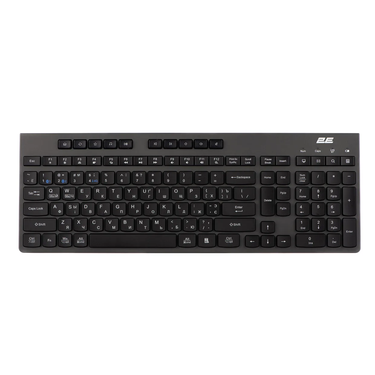 Клавіатура 2E KS280 Wireless Silent Ukr Black Grey (2E-KS280WBGR)