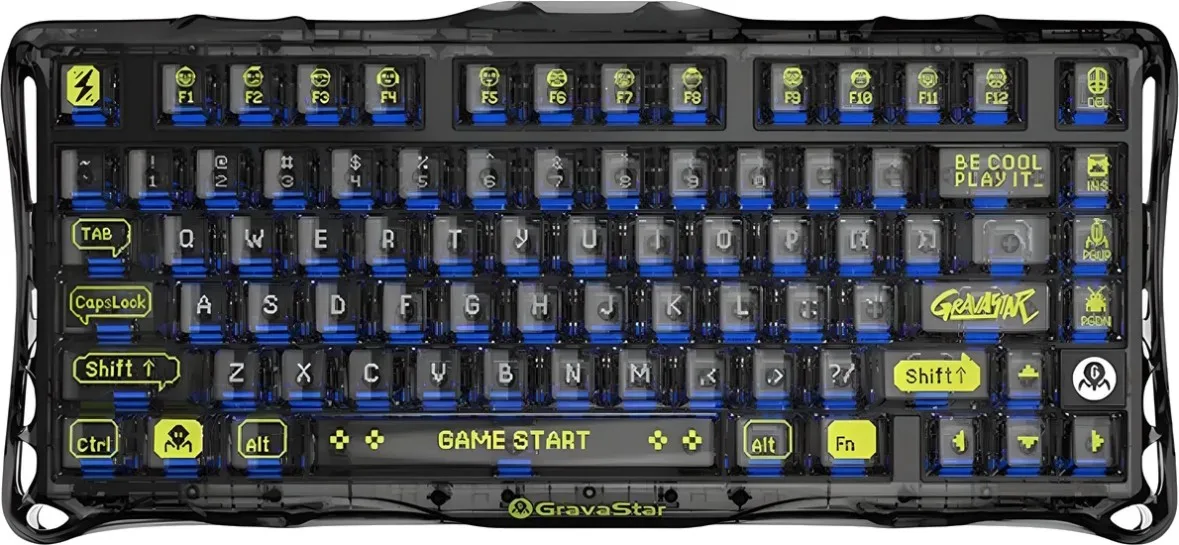 Клавіатура GravaStar Mercury K1 Lite Wireless Ukr Transparent Black (GS K1 LITE_XTAL_BLK)