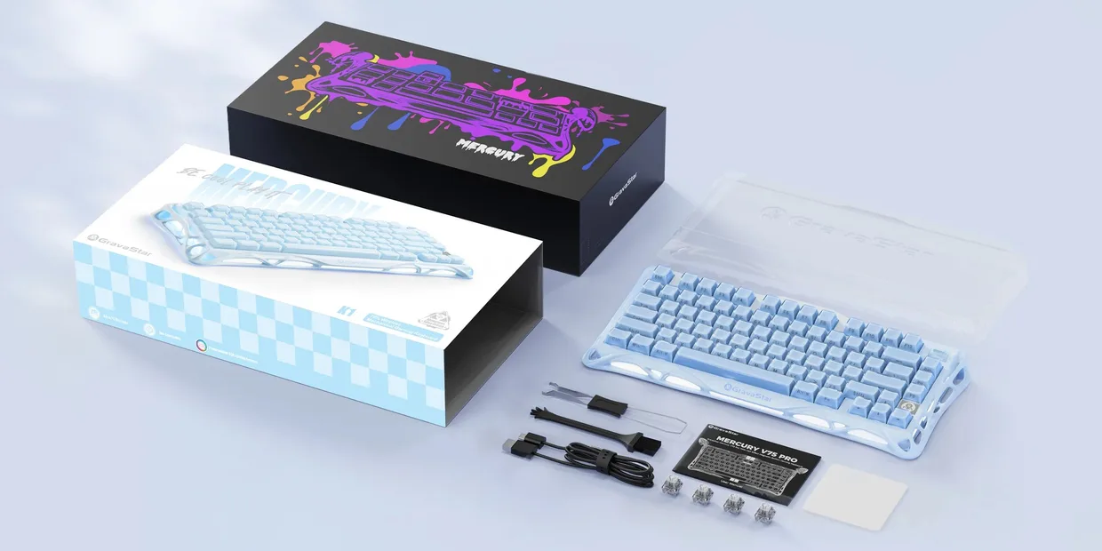 Клавиатура GravaStar Mercury K1 Wireless Ice Blue (GS K1_BLU) — фото 10