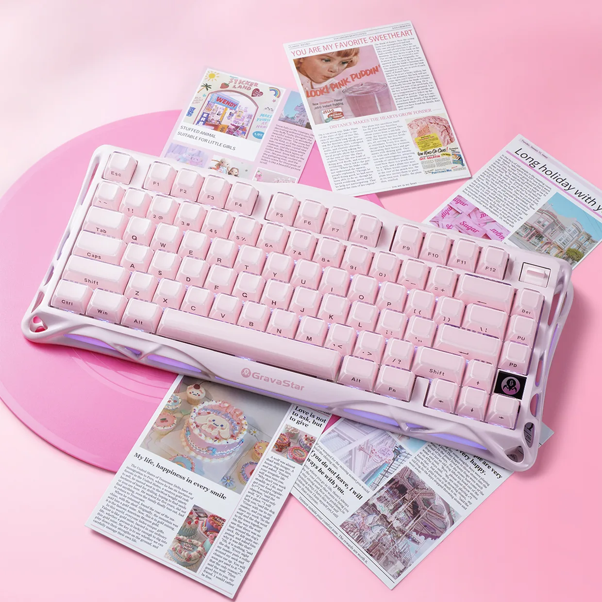 Клавиатура GravaStar Mercury K1 Wireless Sakura Pink (GS K1_P_PNK) — фото 12