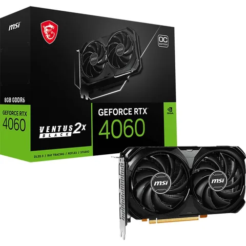 Видеокарта MSI GeForce RTX 4060 8GB GDDR6 Ventus 2X Black OC (GeForce RTX 4060 VENTUS 2X BLACK 8G OC)