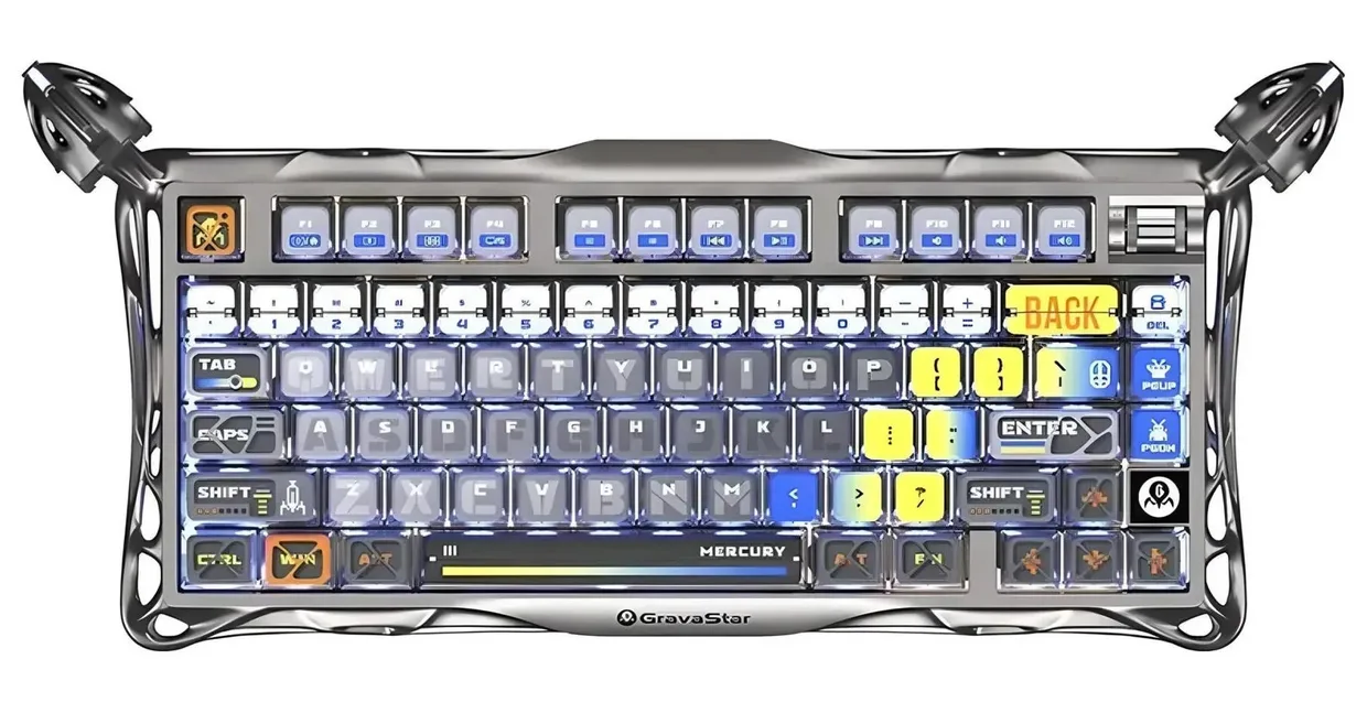 Клавіатура GravaStar Mercury K1 Pro Wireless Kailh Speedy Mint Interstellar Silver (GS K1 PRO_S_CGRY)