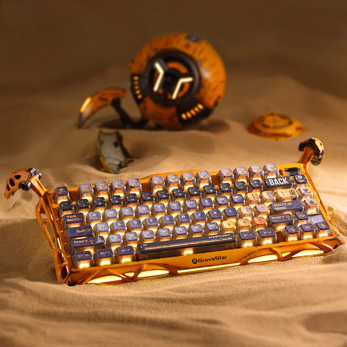Клавиатура GravaStar Mercury K1 Pro Wireless Kailh Speedy Mint Battle-Worn Yellow (GS K1 PRO_YLW) — фото 2