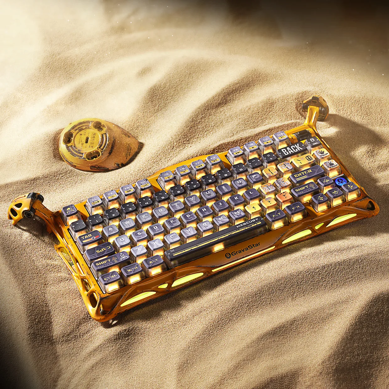 Клавиатура GravaStar Mercury K1 Pro Wireless Kailh Speedy Mint Battle-Worn Yellow (GS K1 PRO_YLW) — фото 6