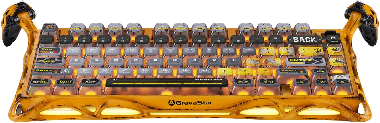 Клавиатура GravaStar Mercury K1 Pro Wireless Kailh Speedy Mint Battle-Worn Yellow (GS K1 PRO_YLW) — фото 8